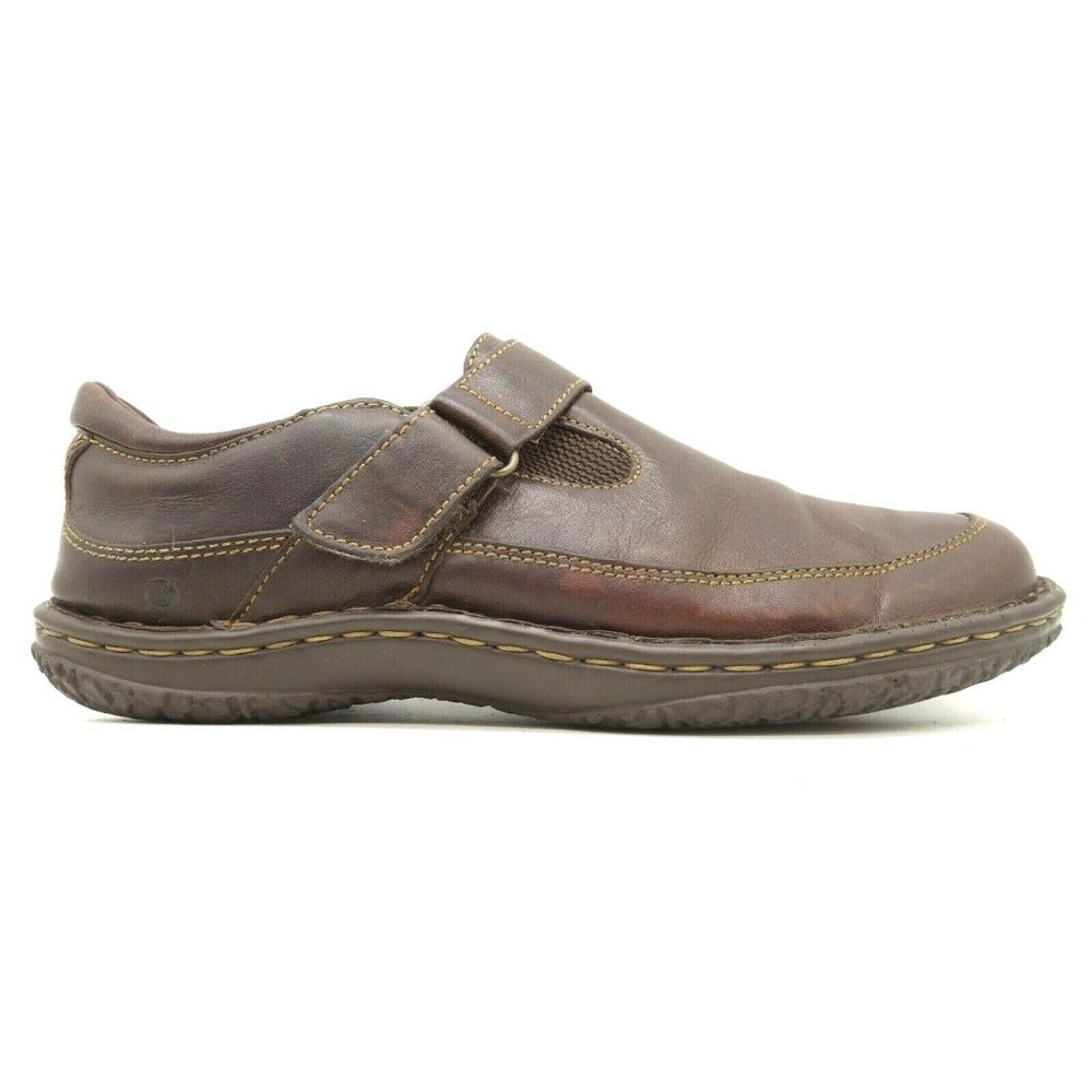 Born Logo Brown Leather Casual Slip On Adjustable Loafers Shoes Women's 42 / 10